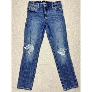 Kut from the Kloth Catherine Skinny Boyfriend Jeans Size 4 Blue Distressed